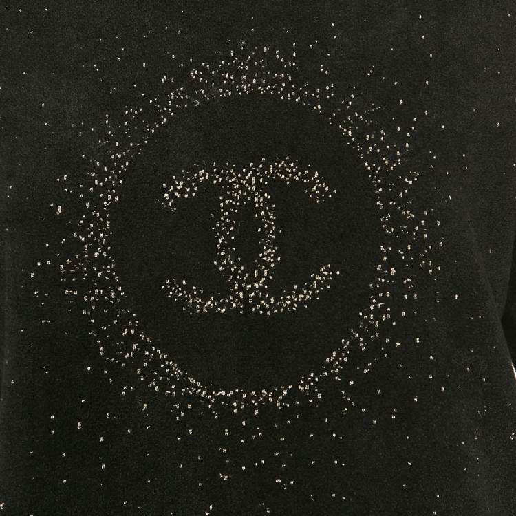 مملوكة مسبقًا Chanel Black CC Intarsia Knit Crewneck Sweatshirt S