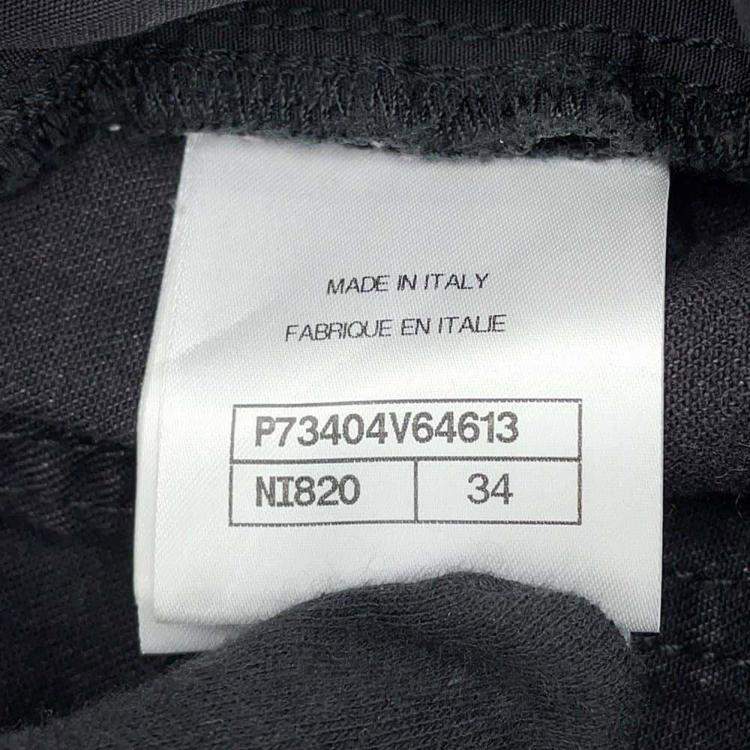 Pre Owned Chanel Grey Cotton Faux Pearl Wide  Denim Pants Size 34