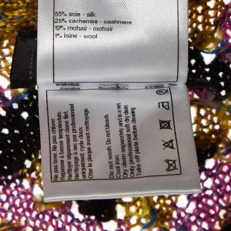 Pre Owned Chanel Multicolor Zig Zag Silk & Mohair Knit Maxi Dress M