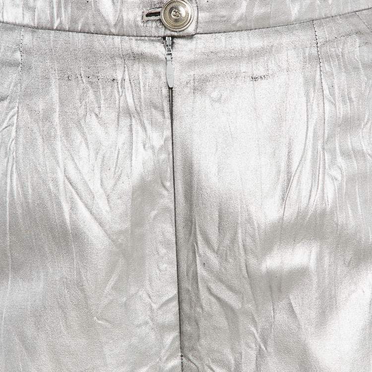 Pre Owned Chanel Silver Coated Synthetic Shorts S