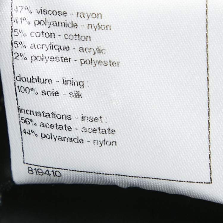 Pre Owned Chanel Black Satin Trim Tweed Coat S