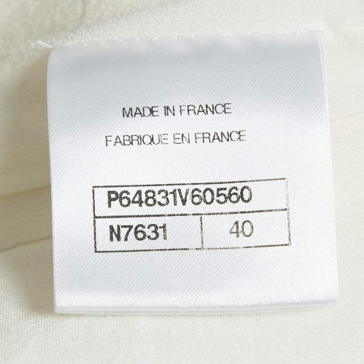 Pre Owned Chanel White Tweed Zip-Up Jacket M