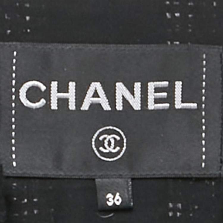 مملوكة مسبقًا Chanel Black Tweed Collarless Jacket S