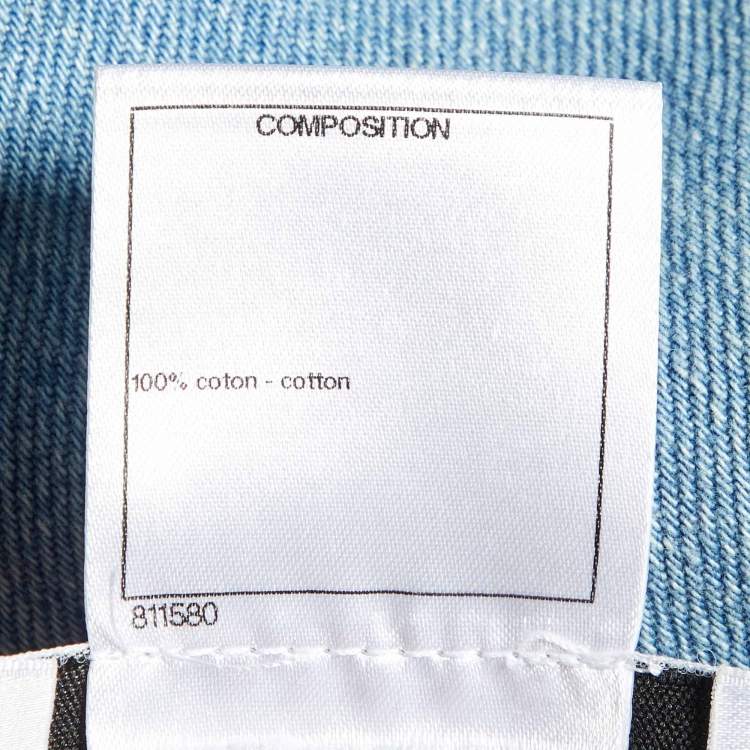 Pre Owned Chanel Blue Denim Crop Top M
