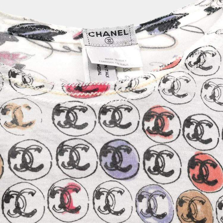 Pre Owned Chanel White T-shirt Women's Size 42