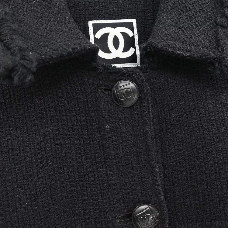 Pre Owned Chanel Black Wool Sport Line Single Breasted Jacket Women Size 38 
