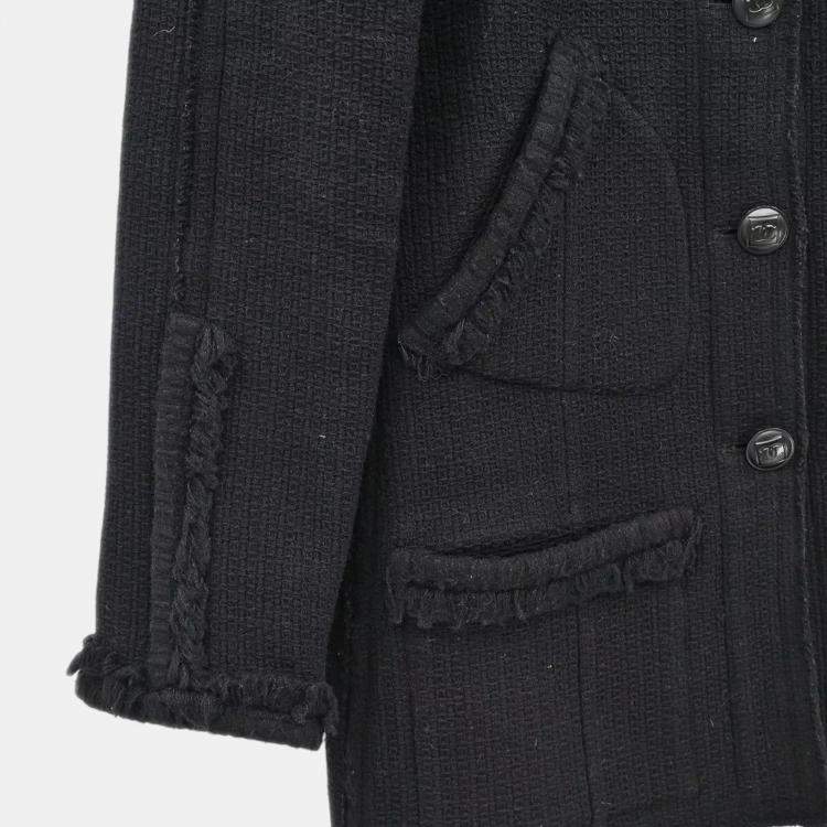 Pre Owned Chanel Black Wool Sport Line Single Breasted Jacket Women Size 38 
