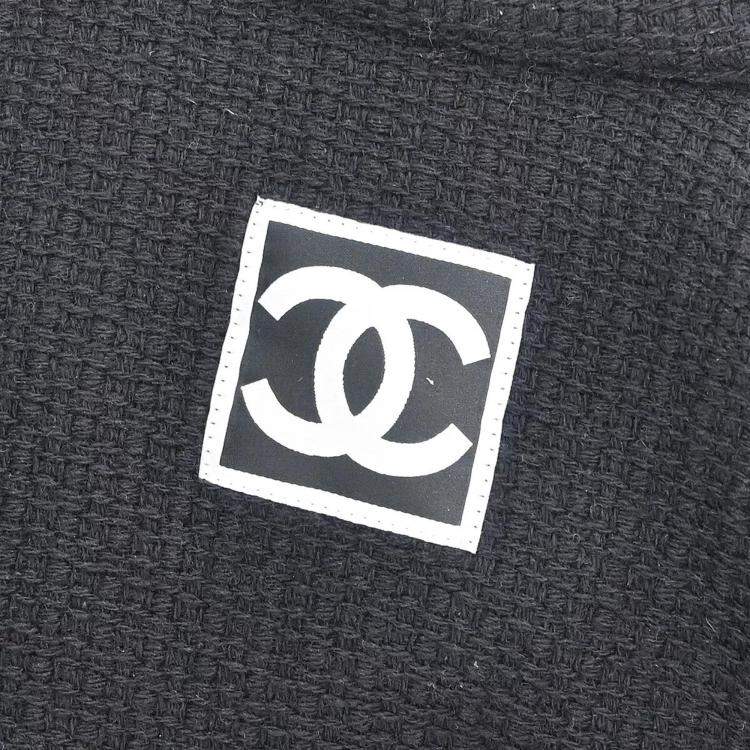 Pre Owned Chanel Black Wool Sport Line Single Breasted Jacket Women Size 38 