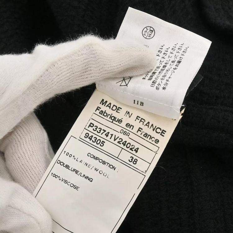 Pre Owned Chanel Black Wool Sport Line Single Breasted Jacket Women Size 38 