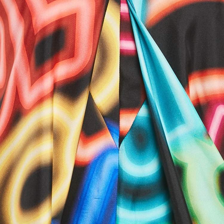 Pre Owned  Chanel Multicolor Graffiti Print Silk Asymmetric V-Neck Mini Dress S