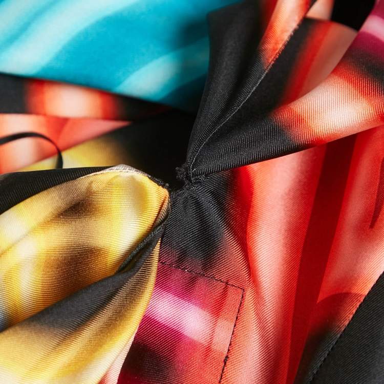 Pre Owned  Chanel Multicolor Graffiti Print Silk Asymmetric V-Neck Mini Dress S