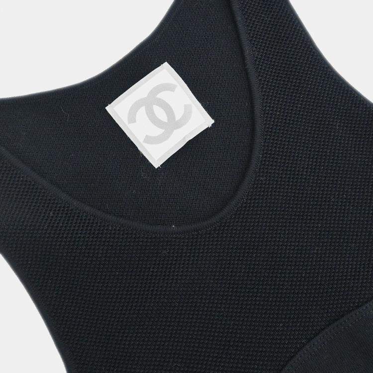 Pre Owned Chanel Black Cotton Sport Line Sleeveless Dress Women Size 38