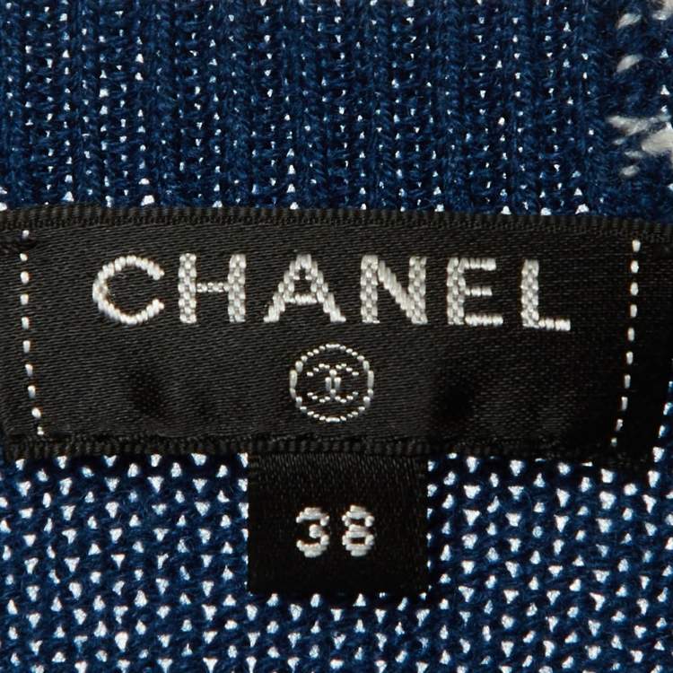 Pre Owned Chanel Blue Cashmere Knit Long Cardigan M