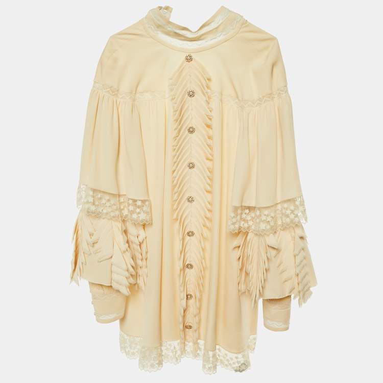 مملوكة مسبقًا Chanel Cream Silk Ruffled Mini Dress M