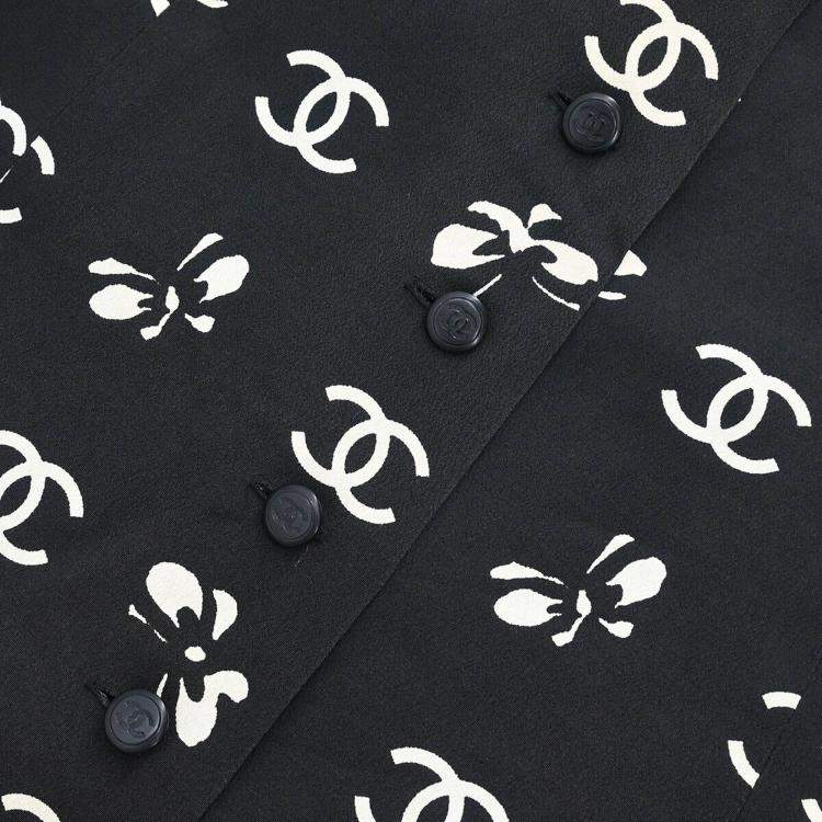 مملوكة مسبقًا Chanel Black Silk and Acetate Short Sleeve Dress Women Size 38