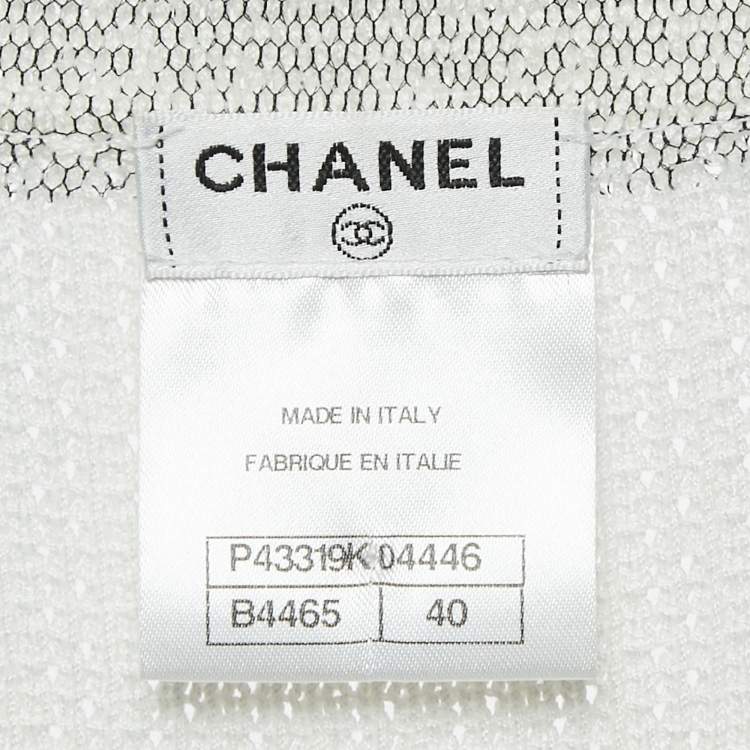 Pre Owned Chanel White Cotton Knit Round Neck Short Dress M
