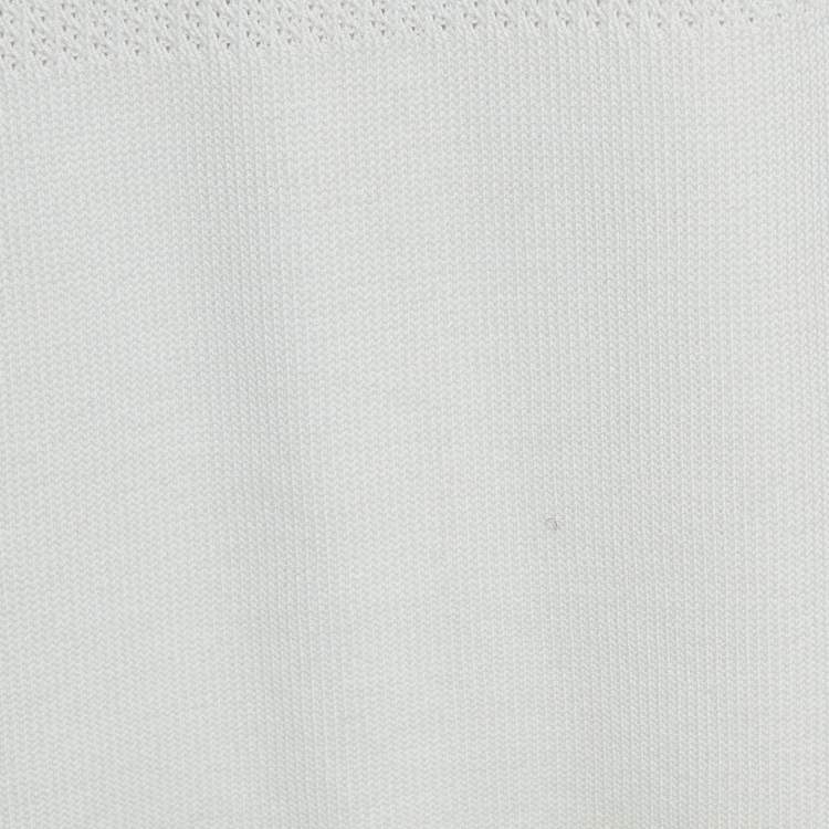 Pre Owned Chanel White Cotton Knit Round Neck Short Dress M