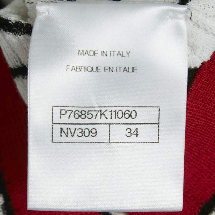 Pre Owned Chanel White Stripe Textured Knit Top S