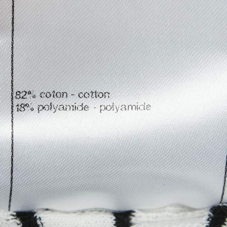 Pre Owned Chanel White Stripe Textured Knit Top S