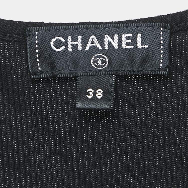 Pre Owned Chanel Black Fil-coupe and Rip Knit Tank Top M