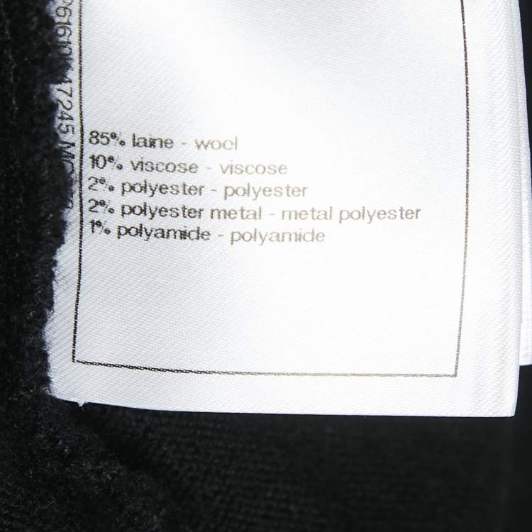 Pre Owned Chanel Black CC  Beetle Lurex Wool Knit Crew Neck Top M