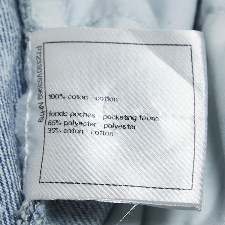 Pre Owned Chanel Light Blue Animal Print Denim Flared Jeans M Waist 28"