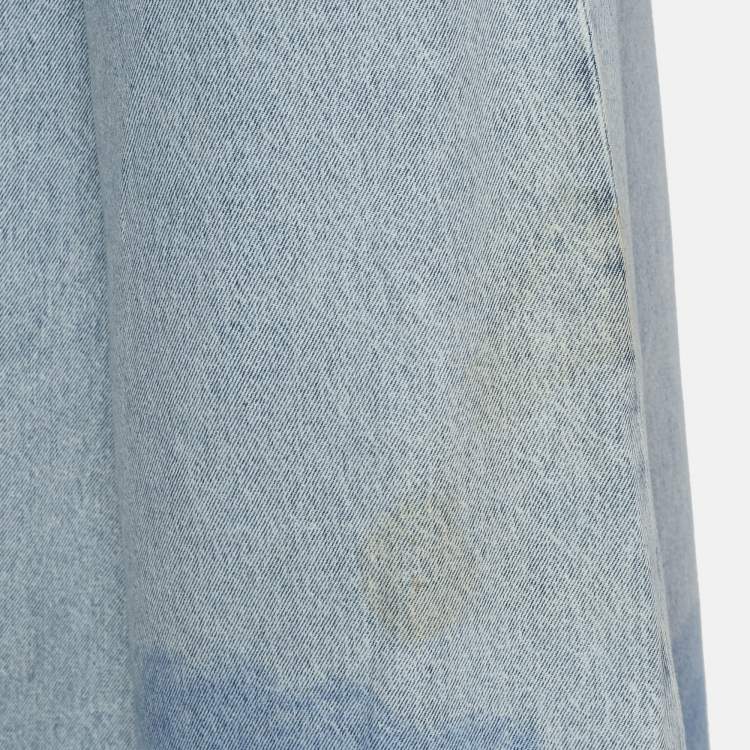Pre Owned Chanel Light Blue Animal Print Denim Flared Jeans M Waist 28"