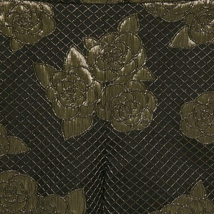 Pre Owned Chanel Black/Gold Floral Brocade Shorts S