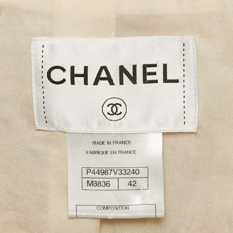 Pre Owned Chanel Beige/Multicolor Tweed Button Detail Jacket L