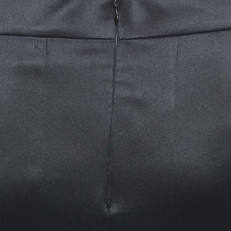 Pre Owned Chanel Navy Blue Satin Silk Pleated Short Skirt M