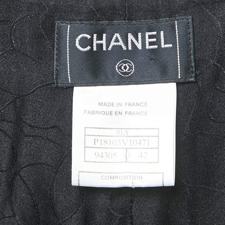 Pre Owned Chanel Black Wool Straight Leg Trousers L