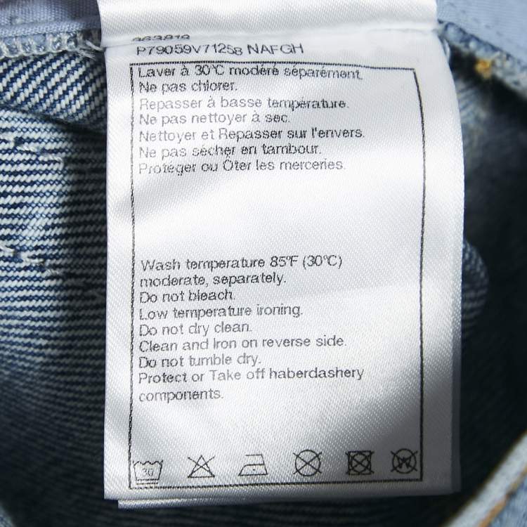 Pre Owned Chanel Blue Paisley and CC Print Denim Straight Leg Jeans M Waist 28"