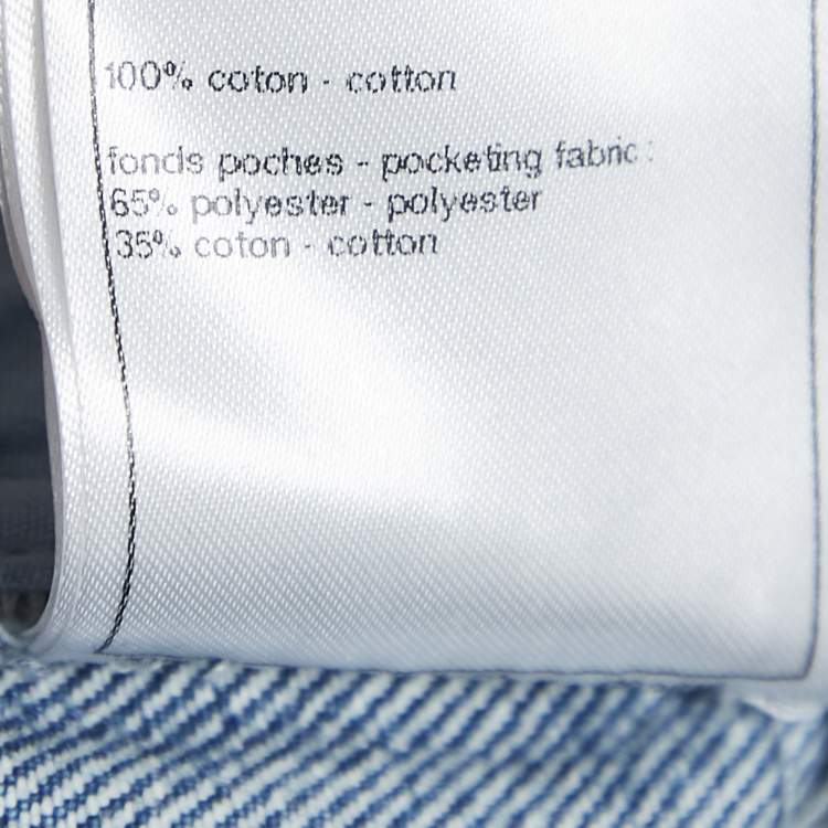 Pre Owned Chanel Blue Paisley and CC Print Denim Straight Leg Jeans M Waist 28"