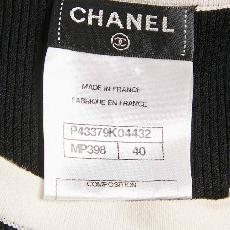 Pre Owned Chanel Black Rib Knit and Patterned Knit Sleeveless Short Dress M