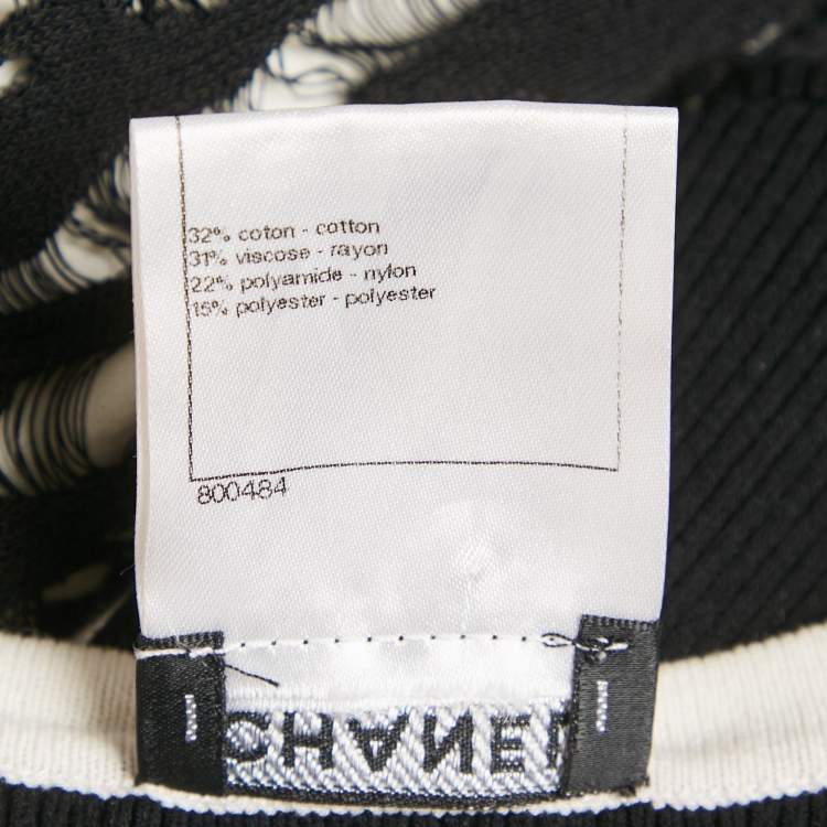 Pre Owned Chanel Black Rib Knit and Patterned Knit Sleeveless Short Dress M