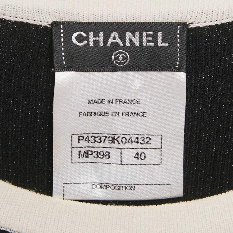 Pre Owned Chanel Black Rib Knit and Patterned Knit Sleeveless Short Dress M