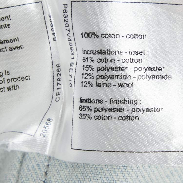 Pre Owned Chanel Blue Tweed Trim Collar Denim Raw Edges Jacket S