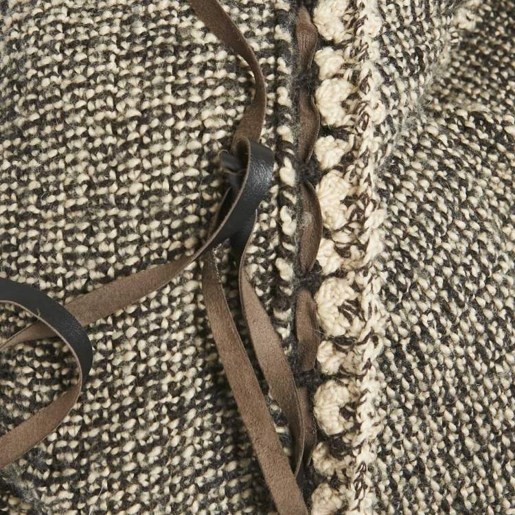مملوكة مسبقًا Chanel Vintage Brown Wool Blend Knit Open Front Cardigan L 