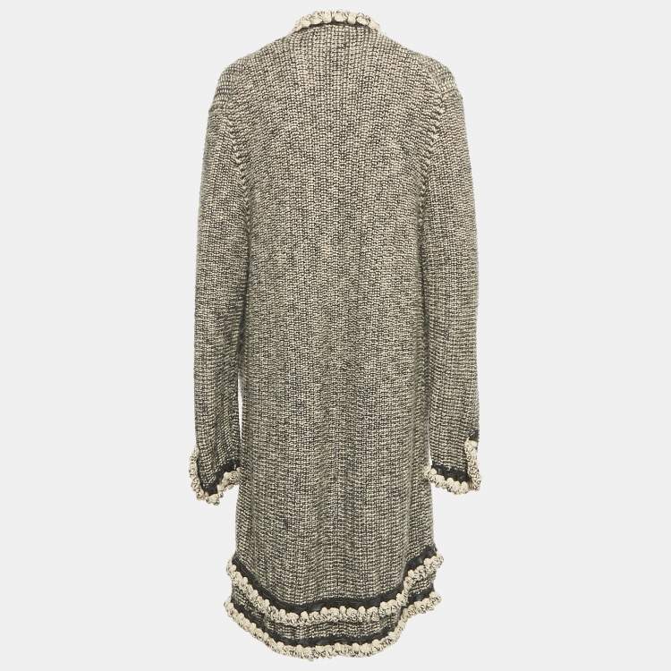 مملوكة مسبقًا Chanel Vintage Brown Wool Blend Knit Open Front Cardigan L 