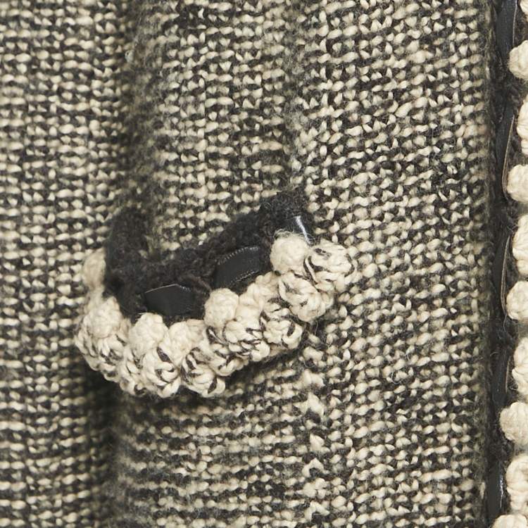 مملوكة مسبقًا Chanel Vintage Brown Wool Blend Knit Open Front Cardigan L 