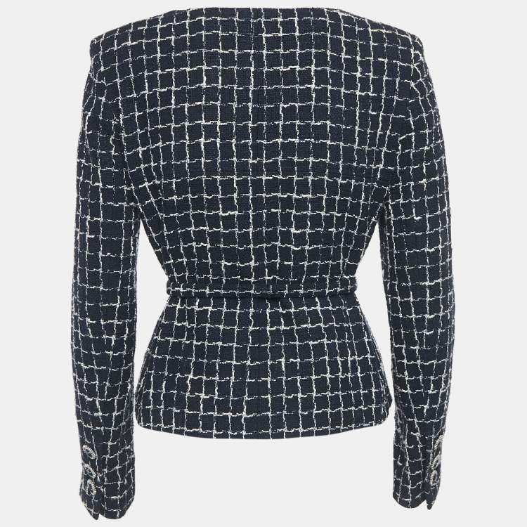 مملوكة مسبقًا Chanel Navy Blue Tweed Long Sleeve Jacket M
