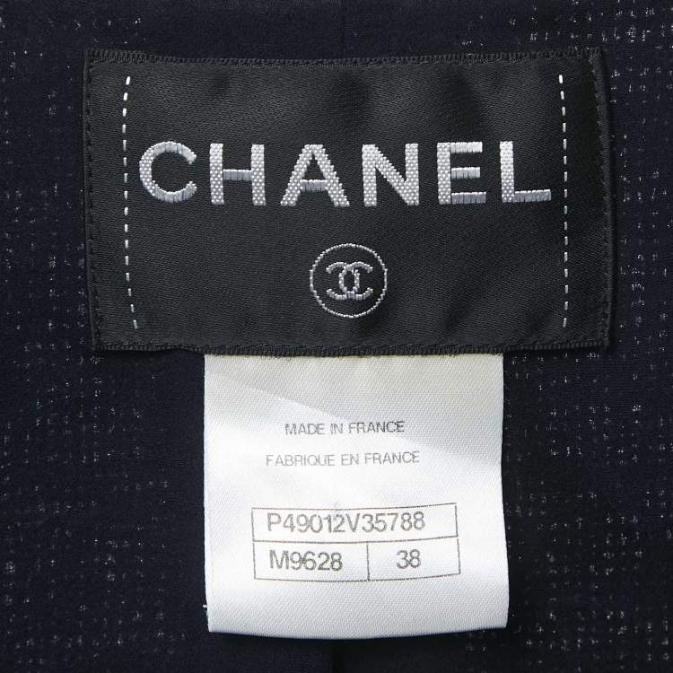 مملوكة مسبقًا Chanel Navy Blue Tweed Long Sleeve Jacket M