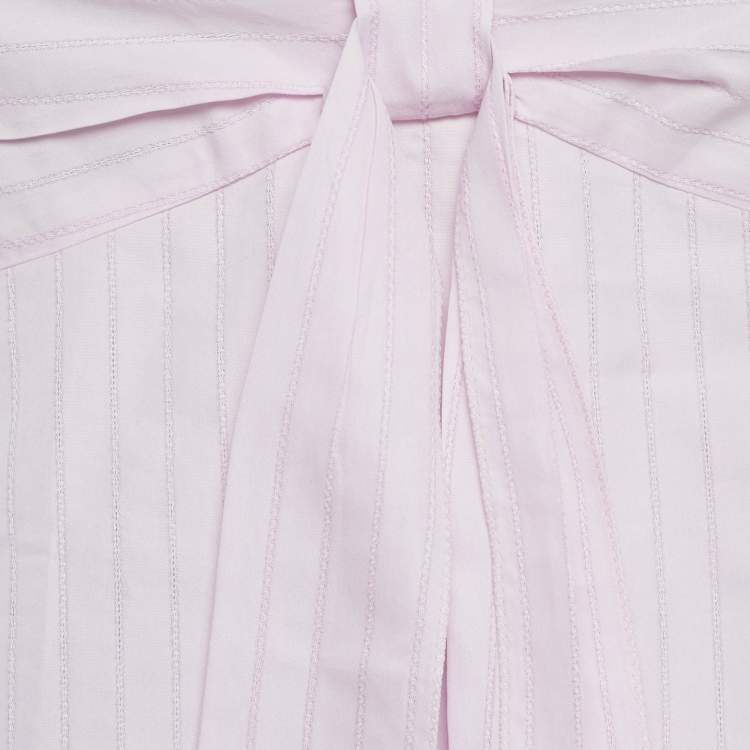 Pre Owned Chanel Pink Stripe Pattern Cotton Blend Knotted Cami Top M