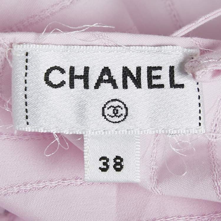 Pre Owned Chanel Pink Stripe Pattern Cotton Blend Knotted Cami Top M