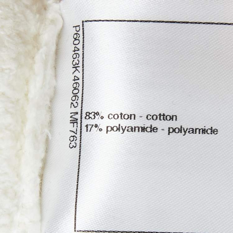 Pre Owned Chanel White Terry Cotton Knit Embellished Button Short Dress M