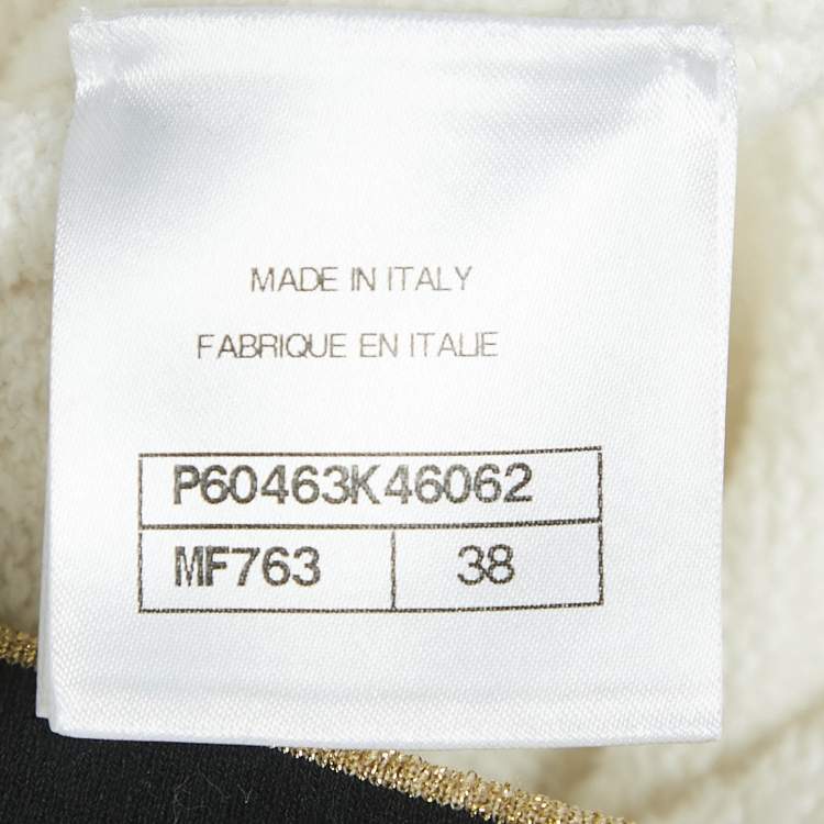 Pre Owned Chanel White Terry Cotton Knit Embellished Button Short Dress M