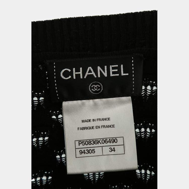 مملوكة مسبقًا Chanel Black Wool Knitted Short Sleeve Dress FR Women 34