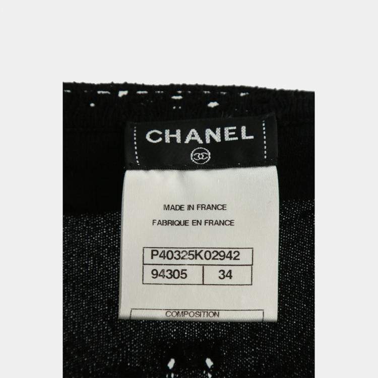 Pre Owned Chanel Black Rayon Ruffle-Trim Long Sleeve Dress S