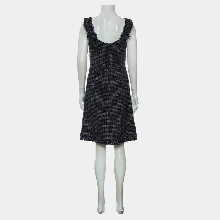 مملوكة مسبقًا Chanel Dark Blue Tweed Sleeveless Dress FR Women 40