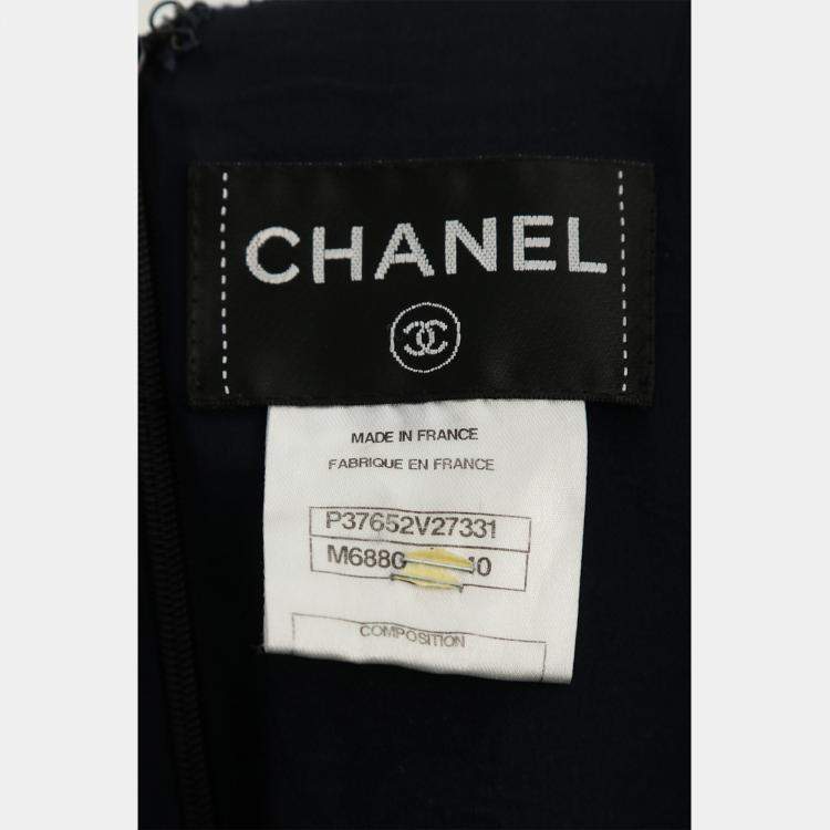مملوكة مسبقًا Chanel Dark Blue Tweed Sleeveless Dress FR Women 40